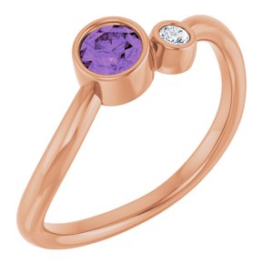 14K Rose Gold 4 mm Natural Amethyst & .03 CT Natural Diamond Ring