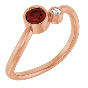 14K Rose Gold 4 mm Natural Mozambique Garnet & .03 CT Natural Diamond Ring