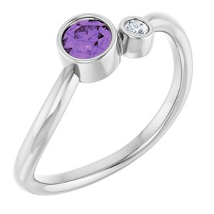 Sterling Silver 4 mm Natural Amethyst & .03 CT Natural Diamond Ring