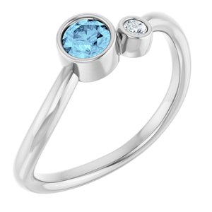 Platinum 4 mm Natural Aquamarine & .03 CT Natural Diamond Ring