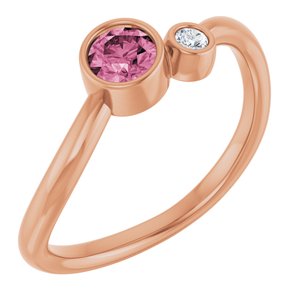 14K Rose Gold 4 mm Natural Pink Tourmaline & .03 CT Natural Diamond Ring