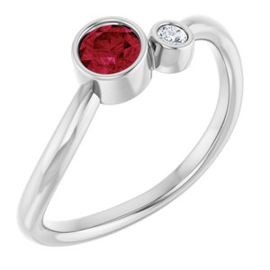 Platinum 4 mm Natural Ruby & .03 CT Natural Diamond Ring