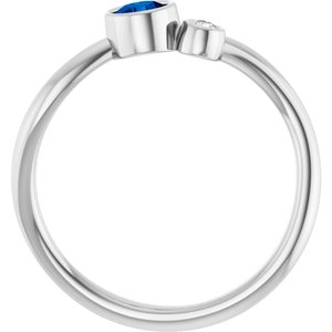 Platinum 4 mm Lab-Grown Blue Sapphire & .03 CT Natural Diamond Ring