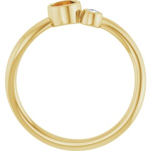 14K Yellow Gold 4 mm Natural Citrine & .03 CT Natural Diamond Ring