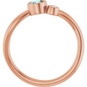 14K Rose Gold 4 mm Natural Blue Zircon & .03 CT Natural Diamond Ring