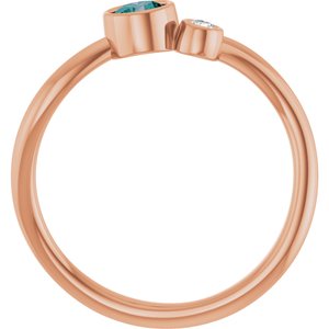 14K Rose Gold 4 mm Lab-Grown Alexandrite & .03 CT Natural Diamond Ring