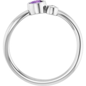 14K White Gold 4 mm Natural Amethyst & .03 CT Natural Diamond Ring