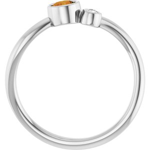 Platinum 4 mm Natural Citrine & .03 CT Natural Diamond Ring