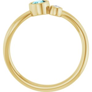 14K Yellow Gold 4 mm Natural Blue Zircon & .03 CT Natural Diamond Ring