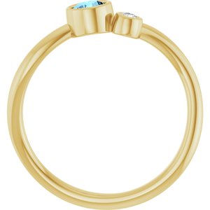 14K Yellow Gold 4 mm Natural Aquamarine & .03 CT Natural Diamond Ring