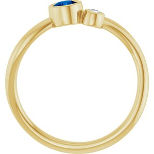 14K Yellow Gold 4 mm Natural Blue Sapphire & .03 CT Natural Diamond Ring