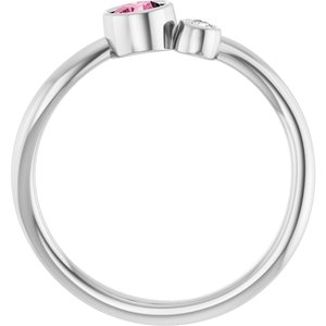 14K White Gold 4 mm Natural Pink Tourmaline & .03 CT Natural Diamond Ring