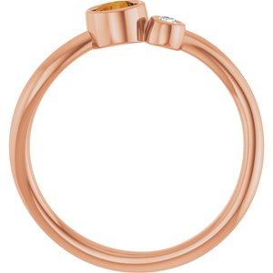 14K Rose Gold 4 mm Natural Citrine & .03 CT Natural Diamond Ring