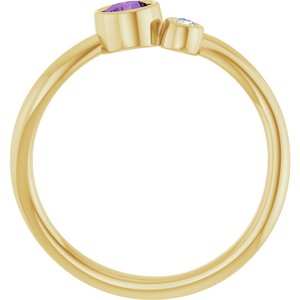 14K Yellow Gold 4 mm Natural Amethyst & .03 CT Natural Diamond Ring