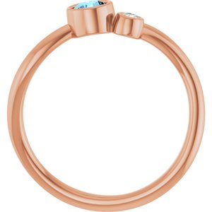 14K Rose Gold 4 mm Natural Aquamarine & .03 CT Natural Diamond Ring