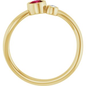14K Yellow Gold 4 mm Lab-Grown Ruby & .03 CT Natural Diamond Ring