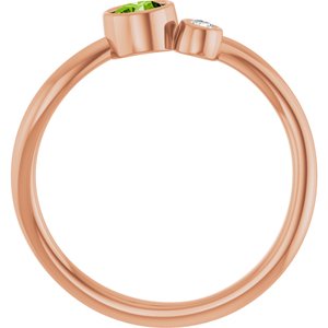 14K Rose Gold 4 mm Natural Peridot & .03 CT Natural Diamond Ring