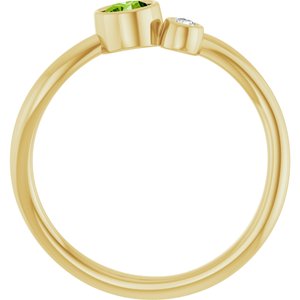 14K Yellow Gold 4 mm Natural Peridot & .03 CT Natural Diamond Ring