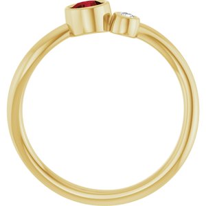 14K Yellow Gold 4 mm Natural Mozambique Garnet & .03 CT Natural Diamond Ring