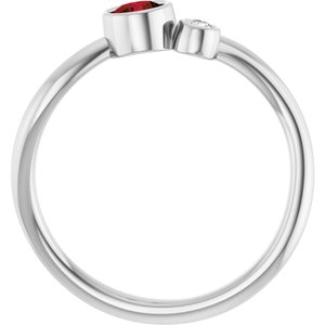14K White Gold 4 mm Natural Mozambique Garnet & .03 CT Natural Diamond Ring