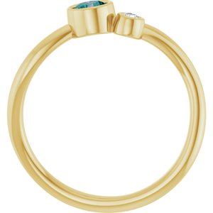 14K Yellow Gold 4 mm Lab-Grown Alexandrite & .03 CT Natural Diamond Ring