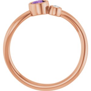 14K Rose Gold 4 mm Natural Amethyst & .03 CT Natural Diamond Ring