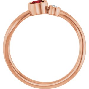 14K Rose Gold 4 mm Natural Mozambique Garnet & .03 CT Natural Diamond Ring