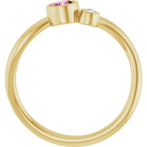 14K Yellow Gold 4 mm Natural Pink Tourmaline & .03 CT Natural Diamond Ring