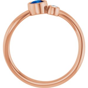 14K Rose Gold 4 mm Lab-Grown Blue Sapphire & .03 CT Natural Diamond Ring