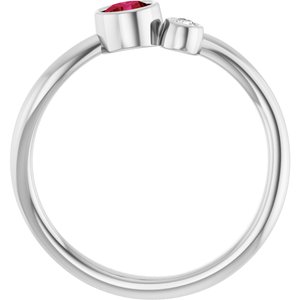 14K White Gold 4 mm Natural Ruby & .03 CT Natural Diamond Ring