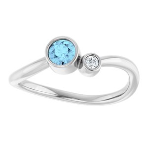 Platinum 4 mm Natural Aquamarine & .03 CT Natural Diamond Ring