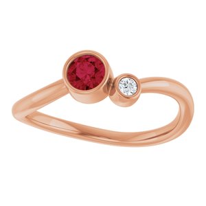 14K Rose Gold 4 mm Lab-Grown Ruby & .03 CT Natural Diamond Ring