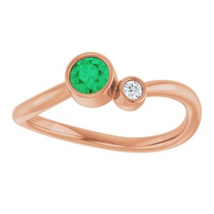 14K Rose Gold 4 mm Lab-Grown Emerald & .03 CT Natural Diamond Ring
