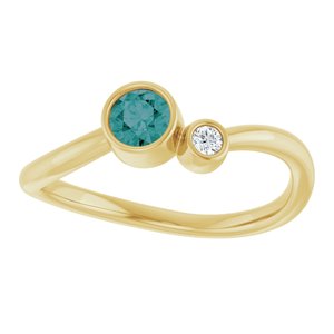 14K Yellow Gold 4 mm Lab-Grown Alexandrite & .03 CT Natural Diamond Ring