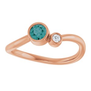 14K Rose Gold 4 mm Lab-Grown Alexandrite & .03 CT Natural Diamond Ring