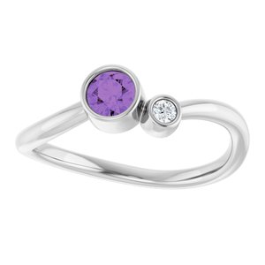 Platinum 4 mm Amethyst & .03 CT Diamond Two-Stone Ring