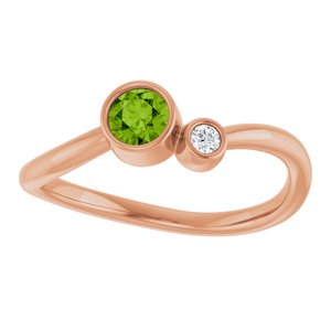 14K Rose Gold 4 mm Natural Peridot & .03 CT Natural Diamond Ring