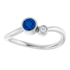 Sterling Silver 4 mm Natural Blue Sapphire & .03 CT Natural Diamond Ring