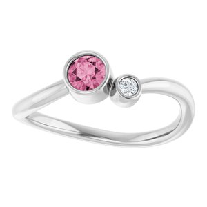 Platinum 4 mm Natural Pink Tourmaline & .03 CT Natural Diamond Ring