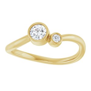 14K Yellow Gold 4 mm Natural White Sapphire & .03 CT Natural Diamond Ring