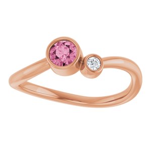 14K Rose Gold 4 mm Natural Pink Tourmaline & .03 CT Natural Diamond Ring