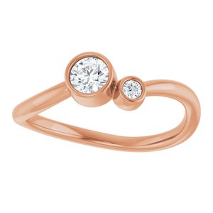 14K Rose Gold 4 mm Natural White Sapphire & .03 CT Natural Diamond Ring