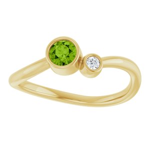 14K Yellow Gold 4 mm Natural Peridot & .03 CT Natural Diamond Ring