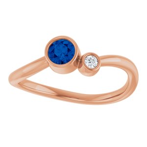 14K Rose Gold 4 mm Lab-Grown Blue Sapphire & .03 CT Natural Diamond Ring