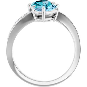 Platinum Natural Aquamarine, Natural London Blue Topaz & 1/8 CTW Natural Diamond Ring