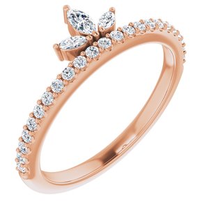 14K Rose Gold 1/3 CTW Natural Diamond Stackable Crown Ring
