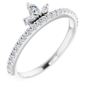 14K White Gold 1/3 CTW Natural Diamond Stackable Crown Ring
