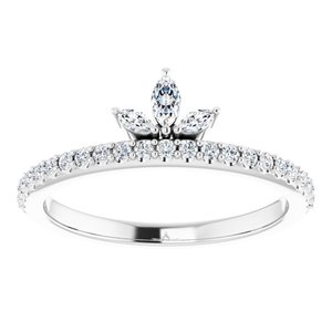 Sterling Silver 1/3 CTW Natural Diamond Stackable Crown Ring