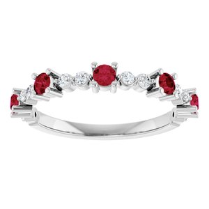 14K White Gold Natural Ruby & 1/6 CTW Natural Diamond Ring