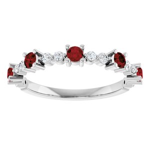 Sterling Silver Natural Mozambique Garnet & 1/6 CTW Natural Diamond Ring